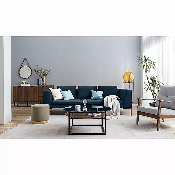 home24 Studio Copenhagen Sofa Madison 3-Sitzer Dunkelblau Samt 238x82x105 c günstig online kaufen