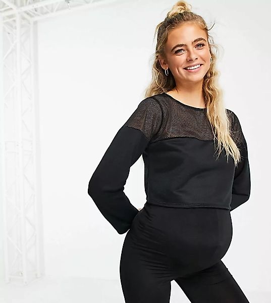 Flounce London Maternity – Sport – Kurz geschnittener Pullover in Schwarz m günstig online kaufen