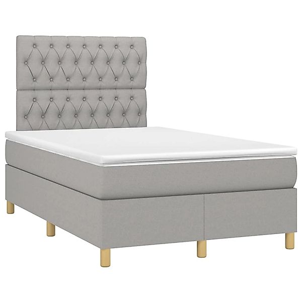 vidaXL Boxspringbett mit Matratze & LED Hellgrau 120x200 cm Stoff 3135661 günstig online kaufen