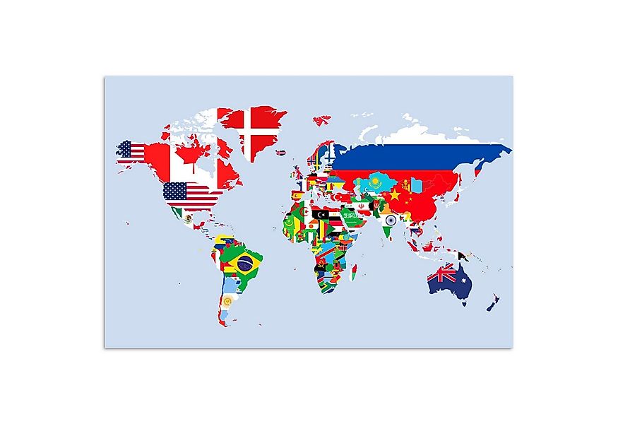MuchoWow Poster Welt - Karte - Flagge - Länder, (1 St), Poster ohne Rahmen, günstig online kaufen