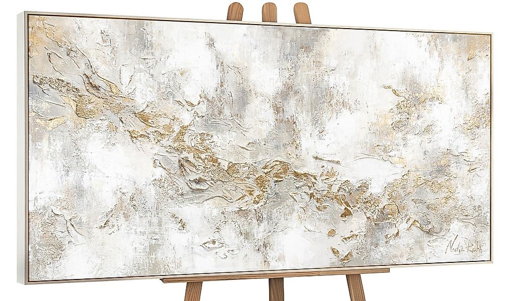 YS-Art Gemälde Geschichte, Abstrakte Bilder, Leinwand Bild Handgemalt Gold günstig online kaufen