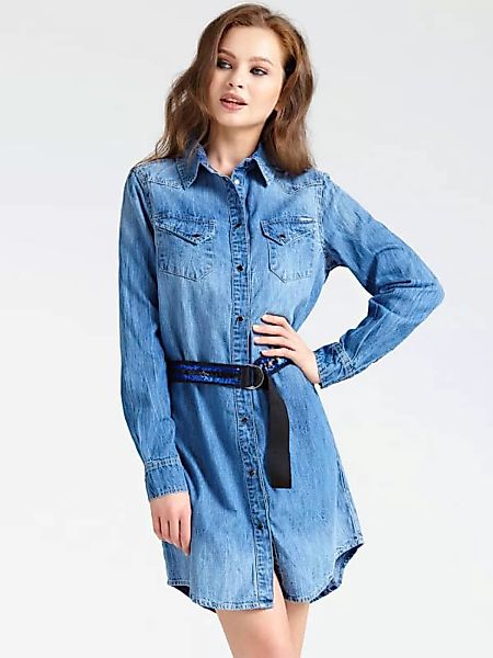 Jeanskleid Gürtel Pailletten günstig online kaufen