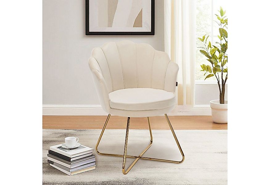 HawthyHome Polsterstuhl Polstersessel mit Blütenblatt-Rückenlehne & Goldene günstig online kaufen