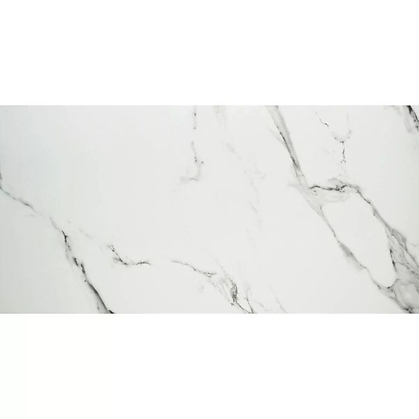 Bodenfliese Marmor Statuario Feinsteinzeug Grau Glänzend 120 cm x 60 cm günstig online kaufen