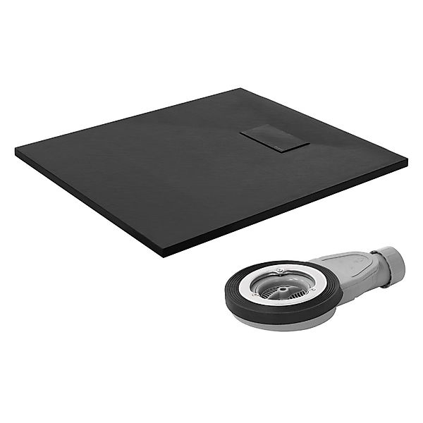 LuxeBath Duschwanne 90x80 cm Schwarz mit Ablaufgarnitur aus SMC H:3cm günstig online kaufen