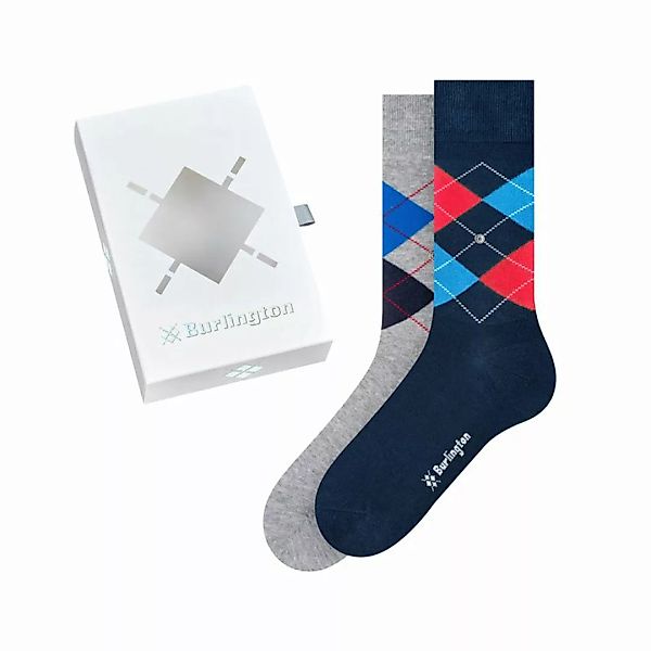 Burlington Herren Socken, 2er Pack - Geschenk-Set, Argyle, Raute, Onesize, günstig online kaufen