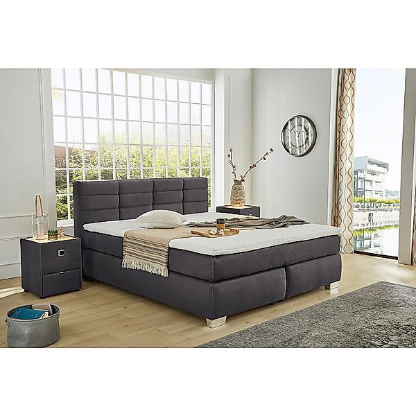 Boxspringbett  dunkelgrau Liegefläche B/L: ca. 180x200 cm günstig online kaufen