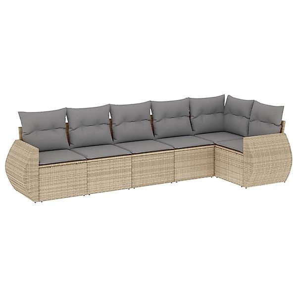 vidaXL 6-Tlg Garten-Sofagarnitur mit Kissen Beige Poly Rattan 3221388 günstig online kaufen