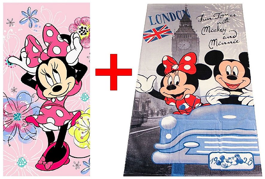 Disney Strandtücher Disney Minnie Maus + Micky Maus Handtuch 70x140cm 2er-S günstig online kaufen