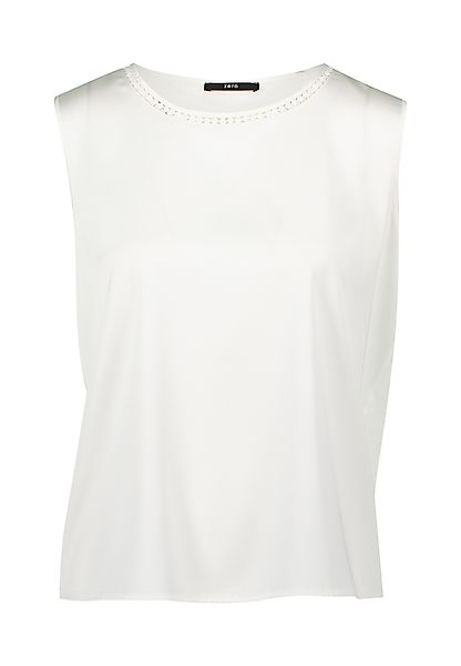 Zero T-Shirt "zero Damen Satinshirt mit Lochmuster am Ausschnitt", (1 tlg.) günstig online kaufen
