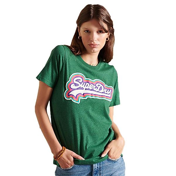 Superdry Vintage Logo Rainbow Kurzarm T-shirt XS Teal Marl günstig online kaufen