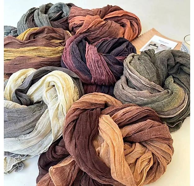 Blusmart Modeschal Leinen-Schal mit Ombre-Batik- und Faltenmuster, (Warm un günstig online kaufen
