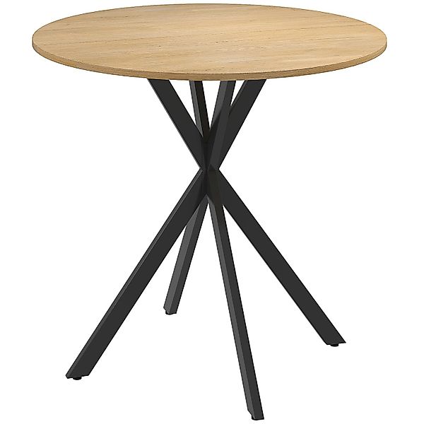 HOMCOM Esstisch Spanplatte Stahl 80L x 80B x 75H cm Eiche günstig online kaufen