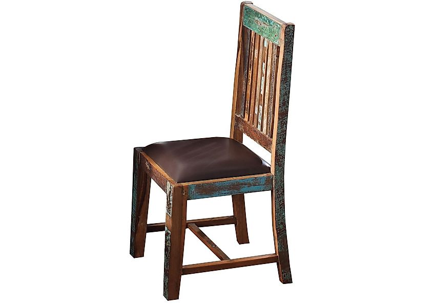 Massivmoebel24 Holzstuhl NATURE OF SPIRIT, Echtleder günstig online kaufen