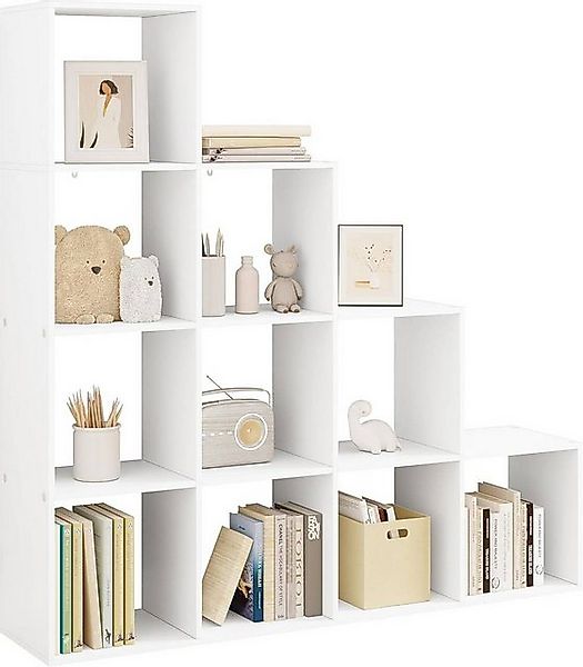 Woltu Bücherregal, 1-tlg., weißes Regal mit 10 Fächern, Würfelregal 136x29x günstig online kaufen