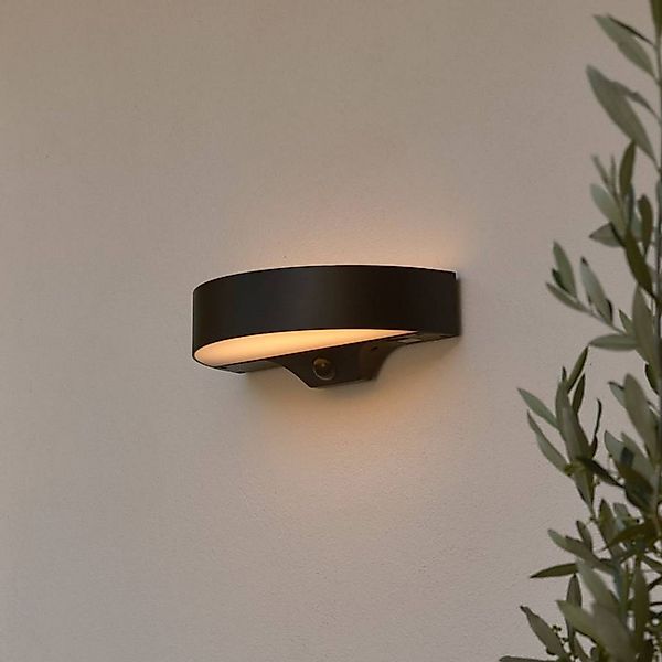 LED-Solar-Außenwandleuchte Monay Round, schwarz, IP44 günstig online kaufen
