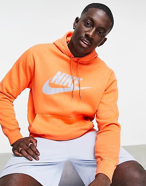 Nike – Kapuzenpullover mit reflektierendem Logo in Orange günstig online kaufen
