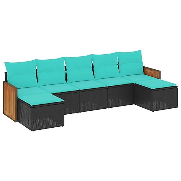 vidaXL 7-Tlg Gartensofa-Set mit Kissen Schwarz Polyrattan 3227912 günstig online kaufen