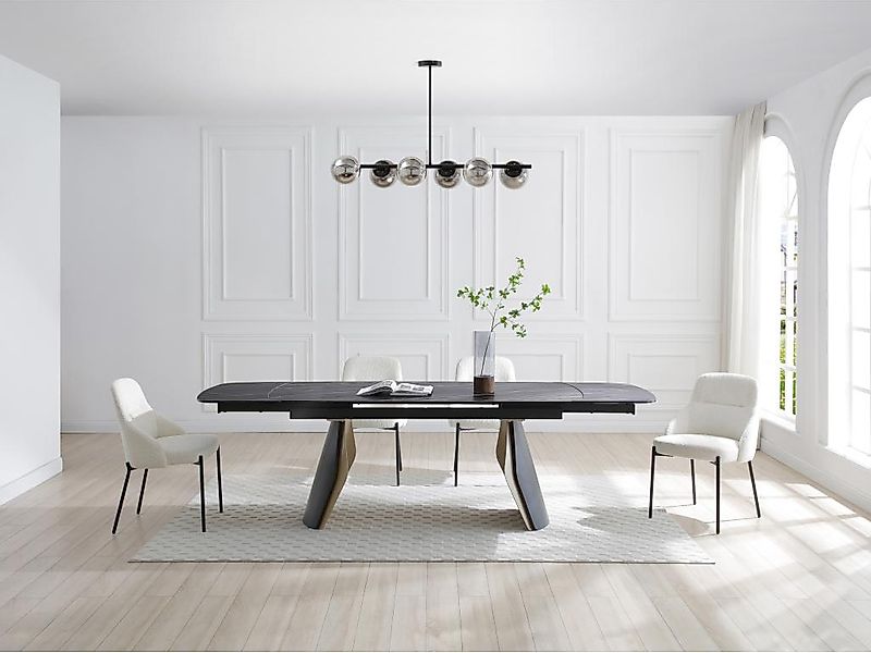 Deckenleuchte – Metall – 6 Rauchglas-Kugeln – L 98 cm – Schwarz – YUKON günstig online kaufen