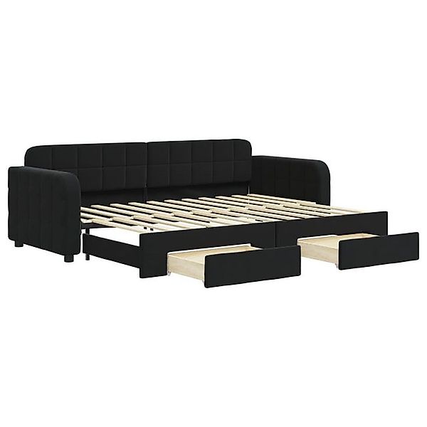 vidaXL Bett, Tagesbett Ausziehbar mit Schubladen Schwarz 80x200 cm Samt günstig online kaufen