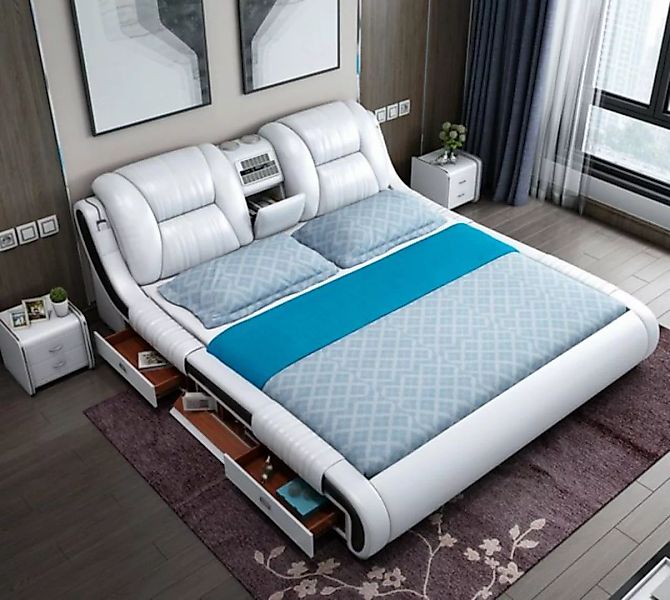 JVmoebel Bett Multifunktion Sofa Bett xxl Big Betten Boxen USB Hotel Leder günstig online kaufen