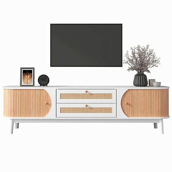 MODFU TV-Schrank Lowboard (TV-Schrank mit Türen und Schubladen, TV-Ständer günstig online kaufen