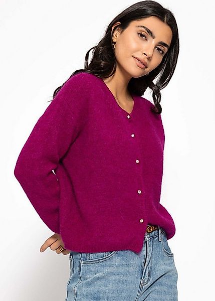 SASSYCLASSY Cardigan Weicher Strickcardigan mit Zierknöpfen für Damen Flaus günstig online kaufen