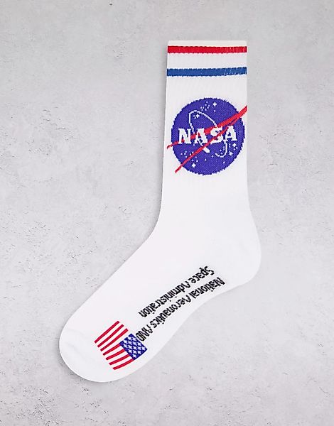 ASOS DESIGN – Sportsocken mit NASA -Logos-Weiß günstig online kaufen