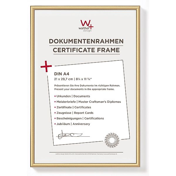walther design New Lifestyle Kunststoff Bilderrahmen 21x29,7 cm Gold KV130G günstig online kaufen