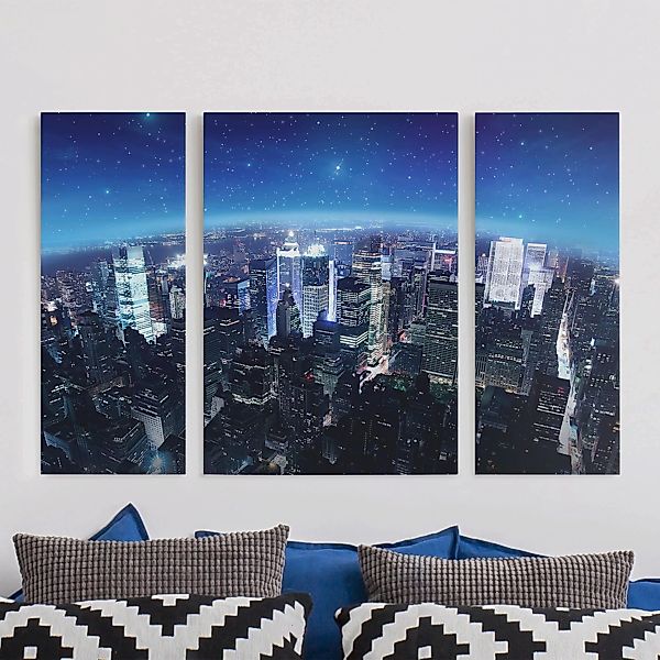 3-teiliges Leinwandbild - Querformat Illuminated New York günstig online kaufen