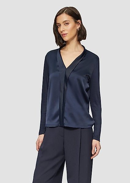 s.Oliver BLACK LABEL Langarmshirt Satin-Blusenshirt mit Blende günstig online kaufen