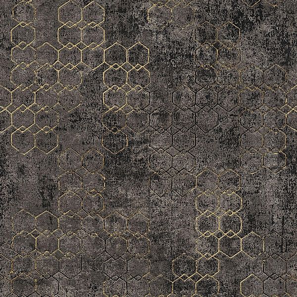 PROFHOME 374246-GU Grafik Tapete Used Look schimmernd Schwarz Gold 0,53 m x günstig online kaufen
