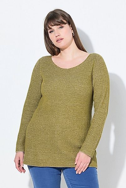 Ulla Popken Strickpullover Pullover U-Boot-Ausschnitt Langarm Biobaumwolle günstig online kaufen
