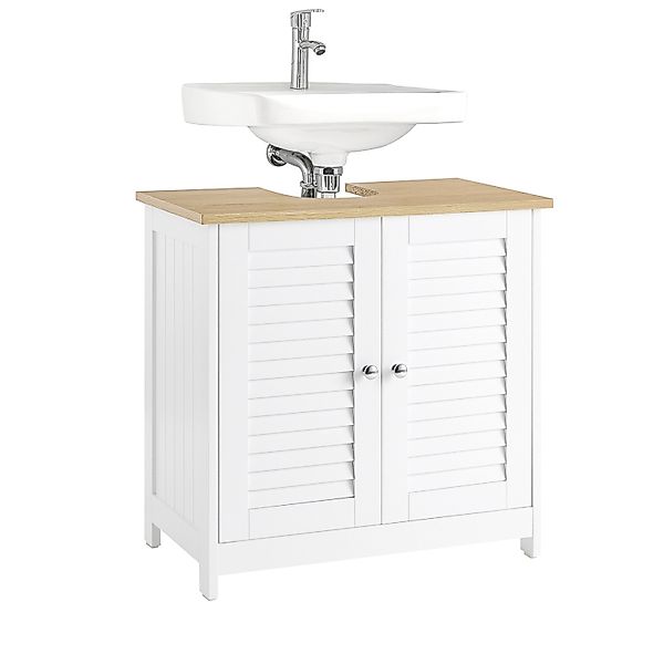 SoBuy Waschbeckenunterschrank Badeunterschrank Weißnatur FRG237-W günstig online kaufen