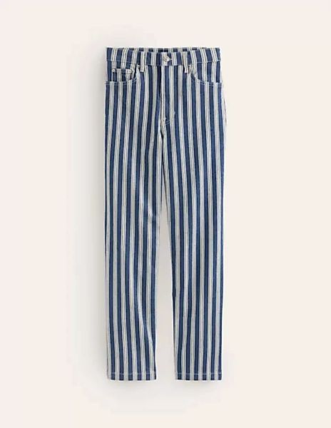Gerade geschnittene Hose mit Streifen Damen Boden, Marineblau Streifen günstig online kaufen