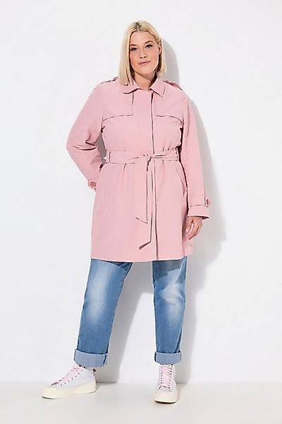 Ulla Popken Wintermantel Trenchcoat A-Linie Hemdkragen Bindegürtel günstig online kaufen