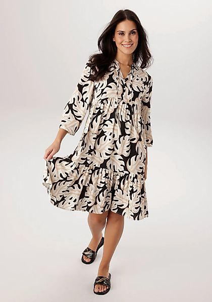 Aniston SELECTED Blusenkleid mit V-Ausschnitt und mit Bindebändern und Quas günstig online kaufen