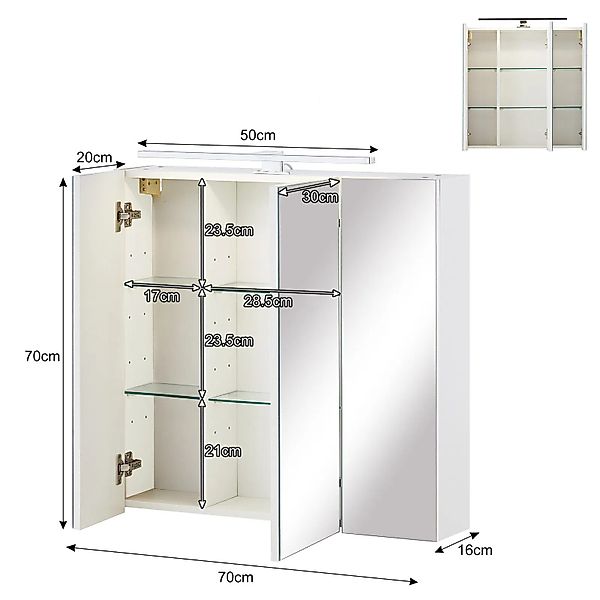 Ofcasa Badezimmerspiegelschrank Spiegelschrank (1er Set) 70x16x70cm günstig online kaufen