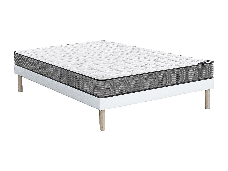 Set aus Bettgestell + Taschenfederkernmatratze - 140 x 190 cm - Stärke 19 c günstig online kaufen