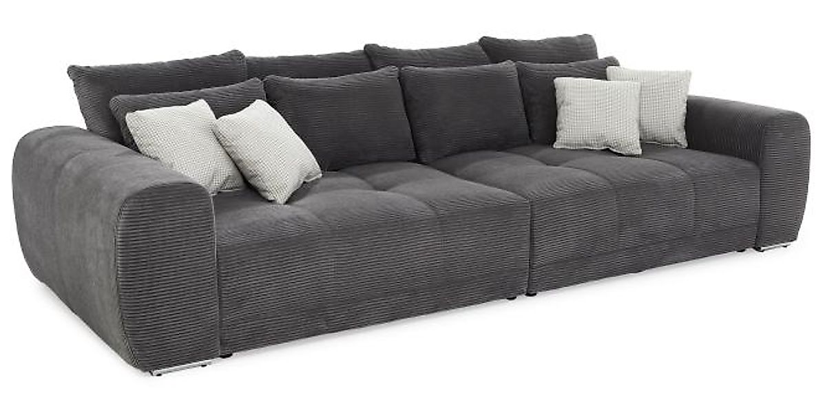 Bigsofa Schlafsofa Cord Grau Federkern ca. 306 x 134 cm günstig online kaufen