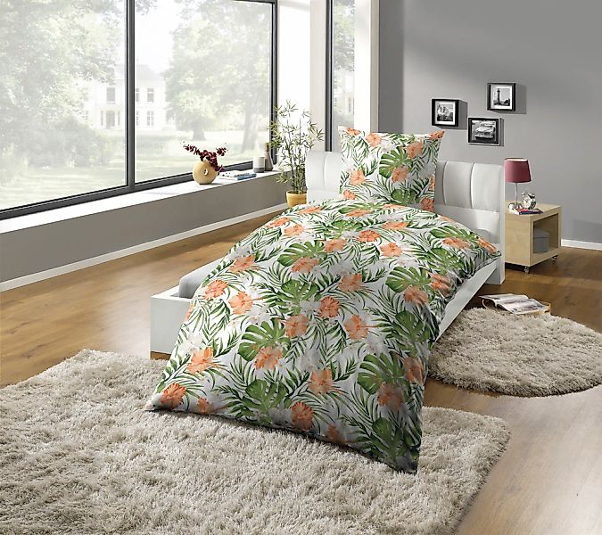 KiNZLER Bettwäsche "Mikrofaser-Satin Bettwäsche "Dschungel grün"" 2 Stk. pf günstig online kaufen