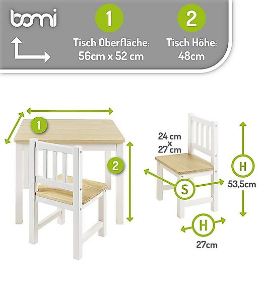 BOMI Kindersitzgruppe Holzsitzgruppe Amy, (Set, 3-tlg., oder 5 tlg. erhältl günstig online kaufen