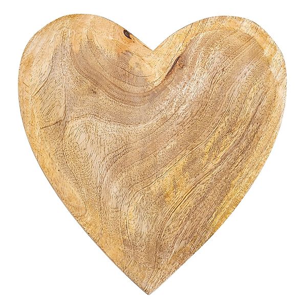 Levandeo® Dekoteller, Deko-Teller Herz 26cm Mangoholz günstig online kaufen