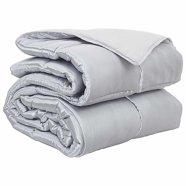 vidaXL Ganzjahresbettdecke Silber 220 x 200 cm Satin und Mikrofaser 4202583 günstig online kaufen