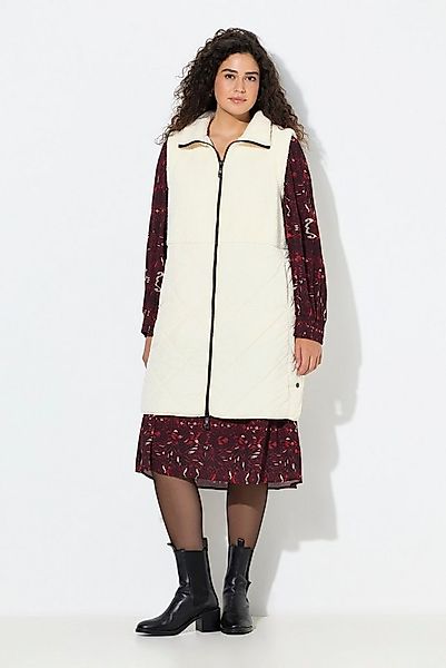 Ulla Popken Steppweste Long-Weste Teddyfleece/Stepp Seiten-Druckknöpfe günstig online kaufen