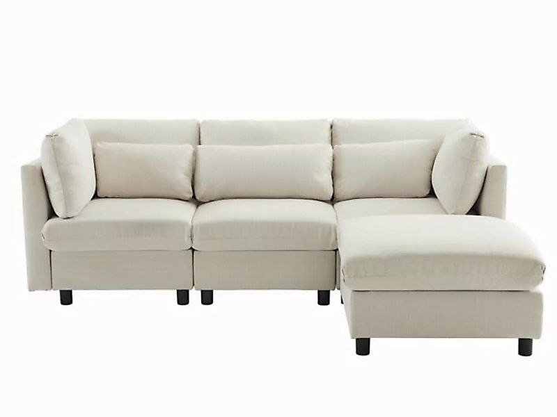 SeedWave Sofa L-förmiges 3-Sitzer-Sofa mit abnehmbare Fußhocker und Lendenk günstig online kaufen