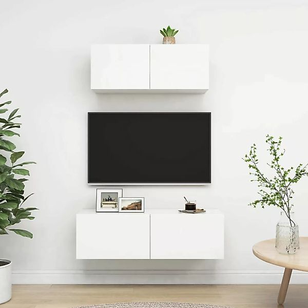 2-tlg. Tv-schrank-set Weiß Spanplatte günstig online kaufen