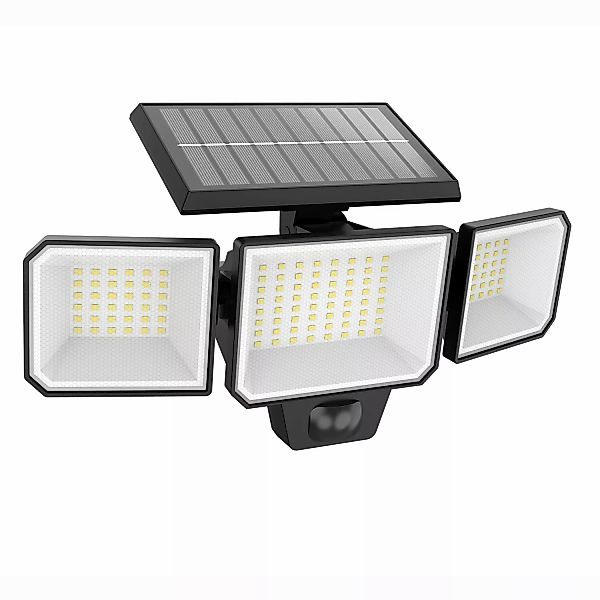 LED Solar Wandleuchte Nysil in Schwarz 3x 2,9W 1000lm IP65 mit Bewegungsmel günstig online kaufen