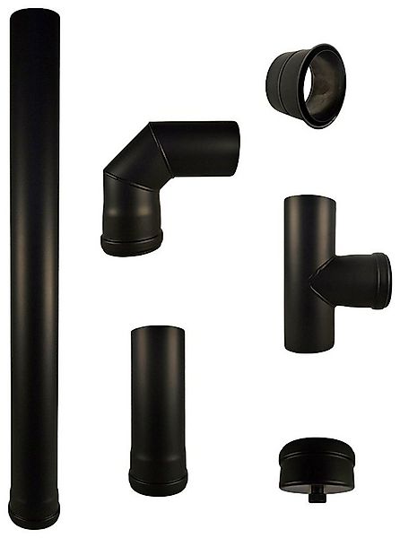 Color Emajl Ofenrohr Heathus Pellet-Rauchrohr-Set SW, (Set, 6-tlg), Bogen, günstig online kaufen
