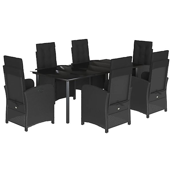 vidaXL 7-Tlg Garten-Essgruppe mit Kissen Schwarz Poly Rattan 3212540 günstig online kaufen